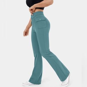 HALARA Teal High-Waisted Flare Pants